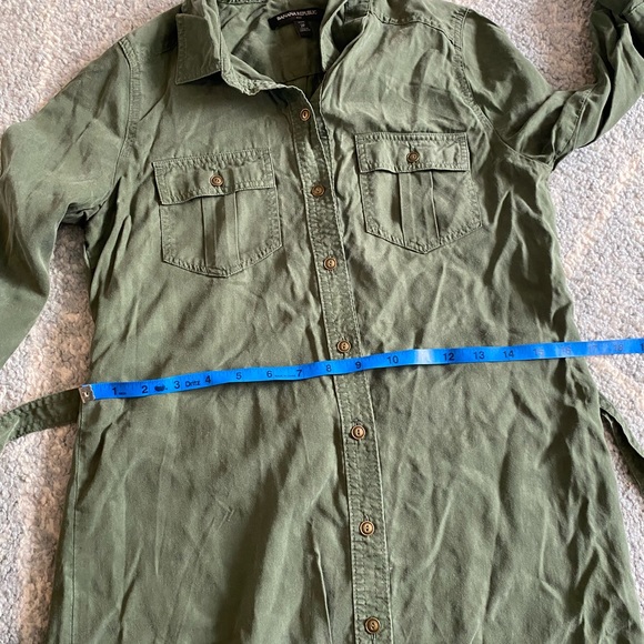 Banana Republic Army Green Button Down Dress 2P - Picture 15 of 16